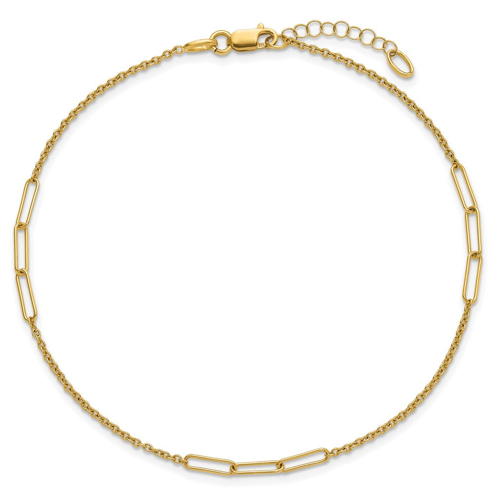 14k Polished Paper Clip Link 9in Plus 1in ext Anklet