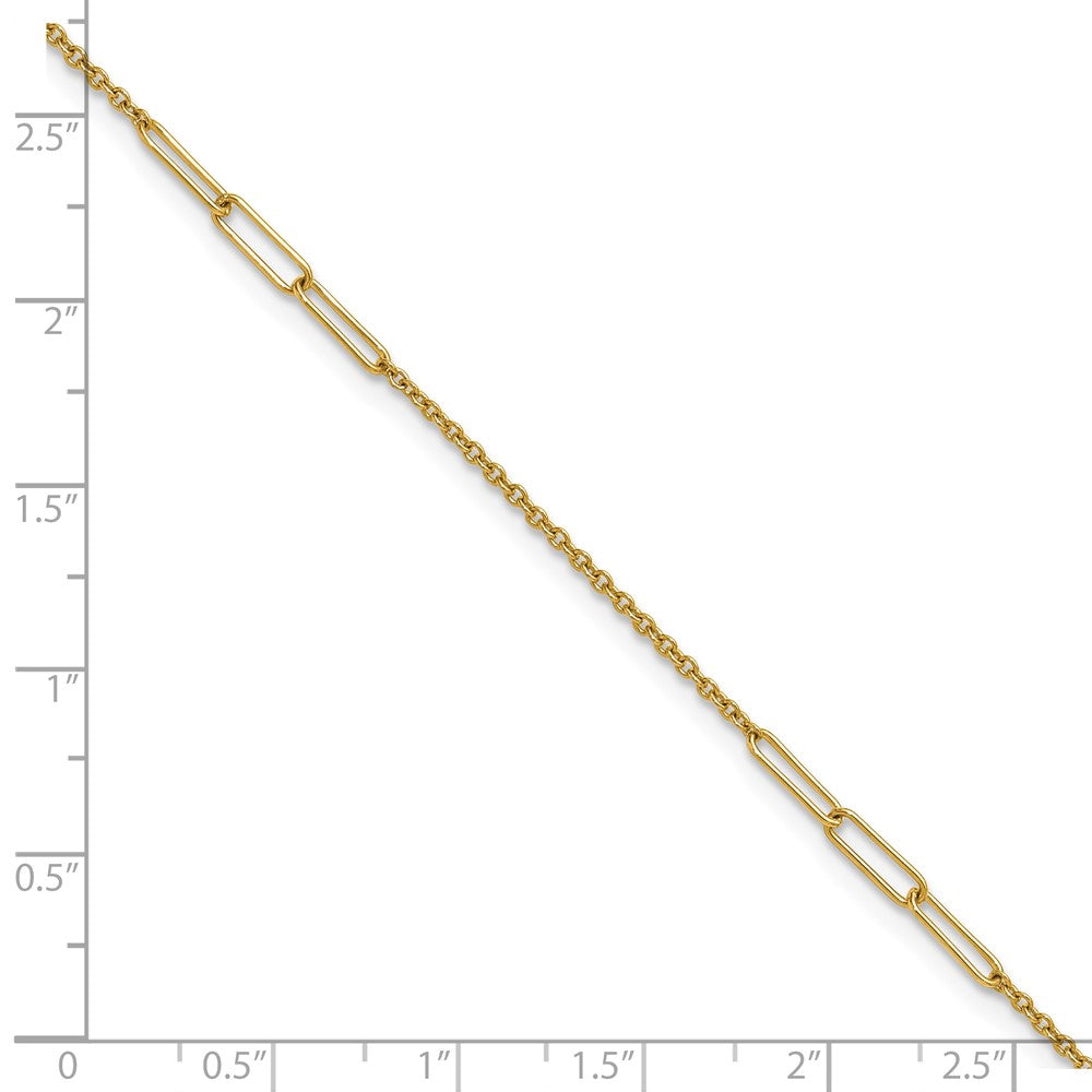 14k Polished Paper Clip Link 9in Plus 1in ext Anklet