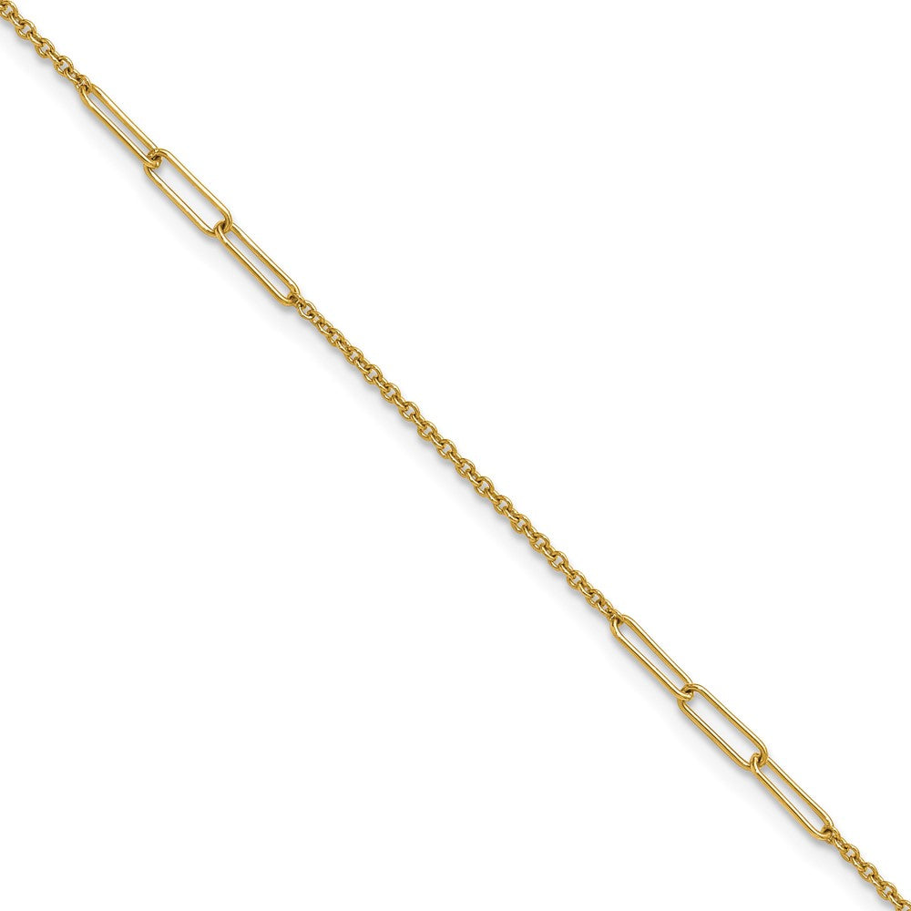 14k Polished Paper Clip Link 9in Plus 1in ext Anklet
