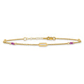 14k Polished Red Corundum 9in Plus 1in ext Anklet