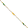 14k Polished Green Zircon 9in Plus 1in ext Anklet