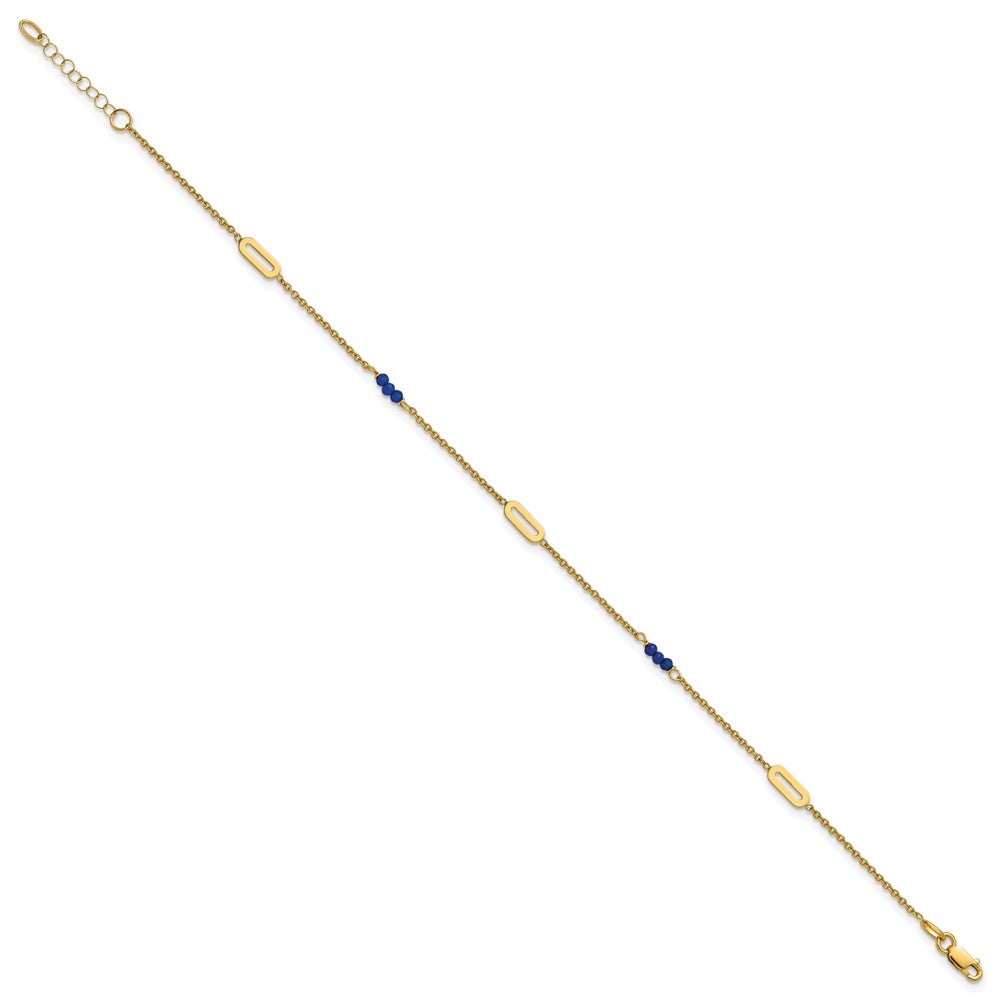 14k Polished Blue Spinel Plus ext Anklet