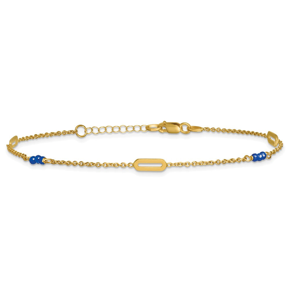 14k Polished Blue Spinel Plus ext Anklet
