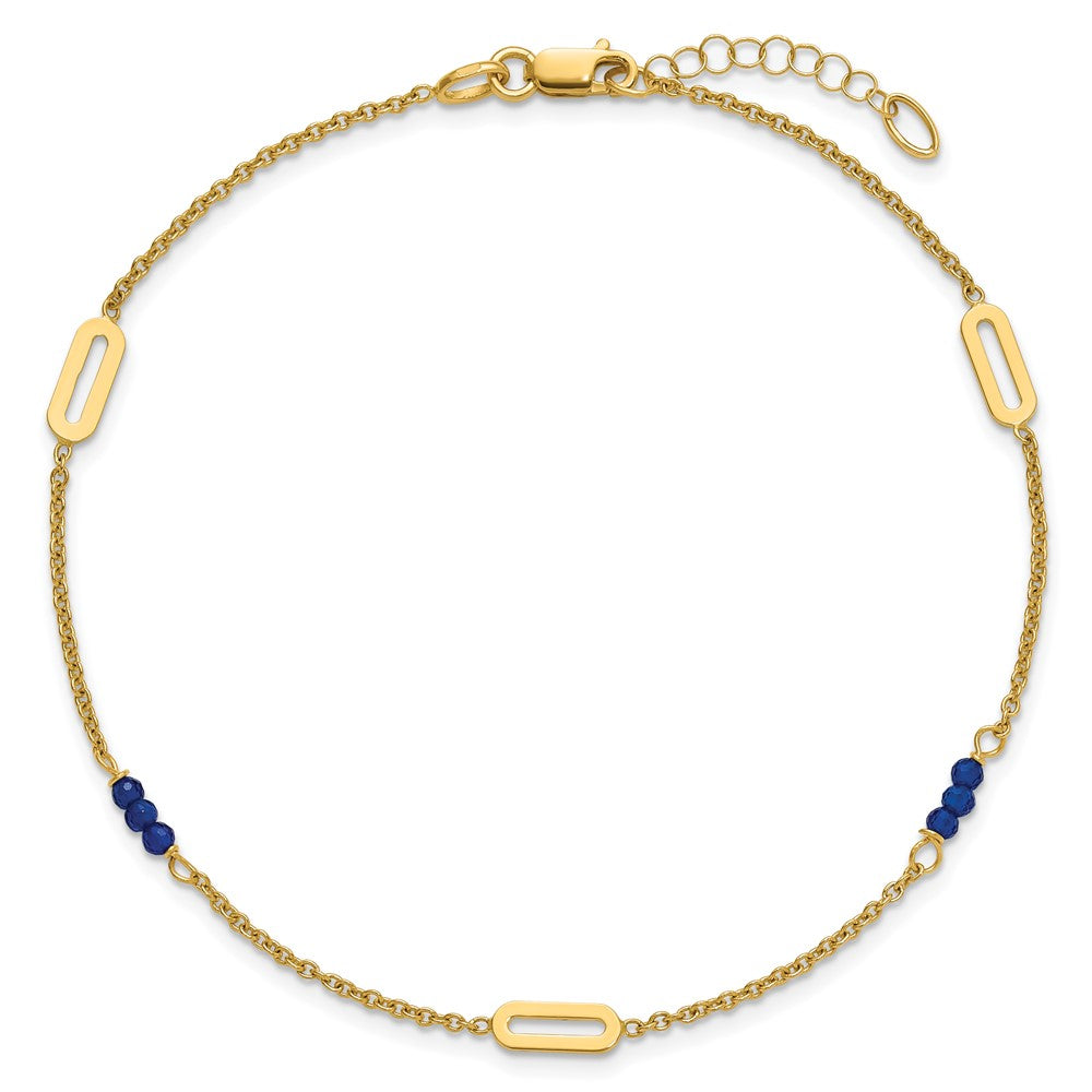14k Polished Blue Spinel Plus ext Anklet