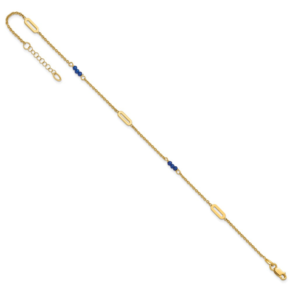 14k Polished Blue Spinel Plus ext Anklet