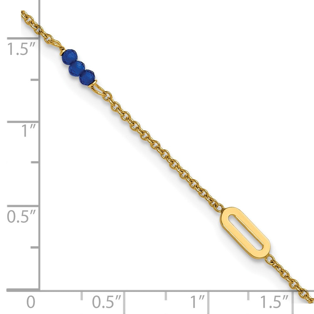 14k Polished Blue Spinel Plus ext Anklet