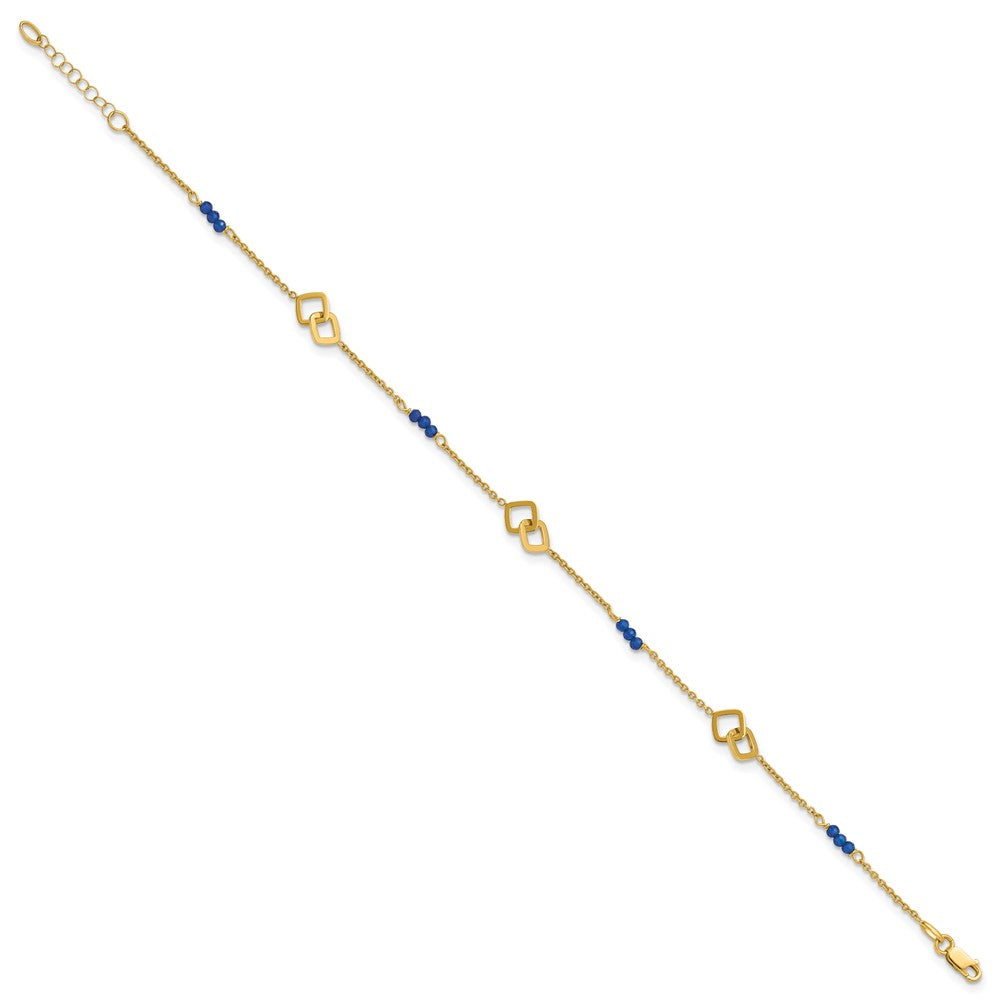 14k Polished Blue Spinel Plus ext Anklet