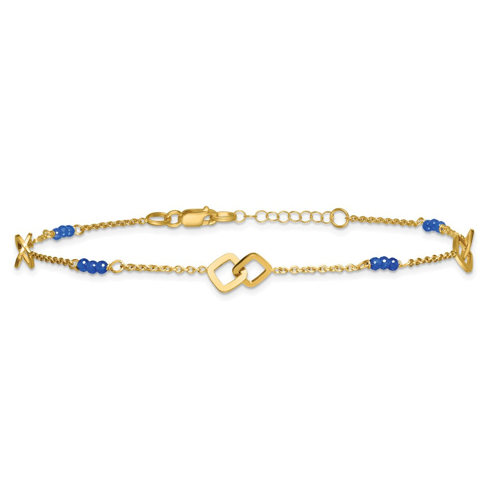 14k Polished Blue Spinel Plus ext Anklet