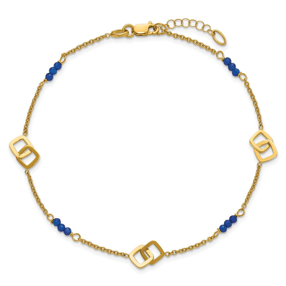 14k Polished Blue Spinel Plus ext Anklet