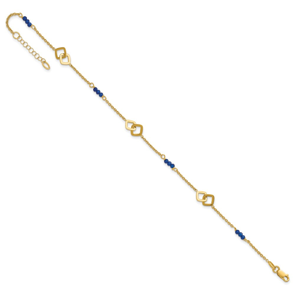 14k Polished Blue Spinel Plus ext Anklet