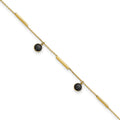 14K Polished Onyx Dangles and Bars 9in Plus 1in ext Anklet