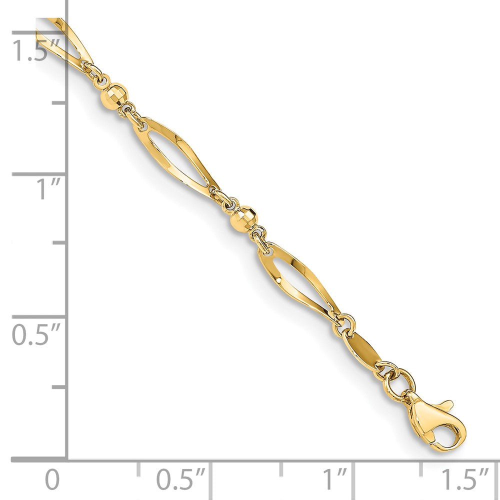 14k Polished and Diamond-cut 9in Anklet