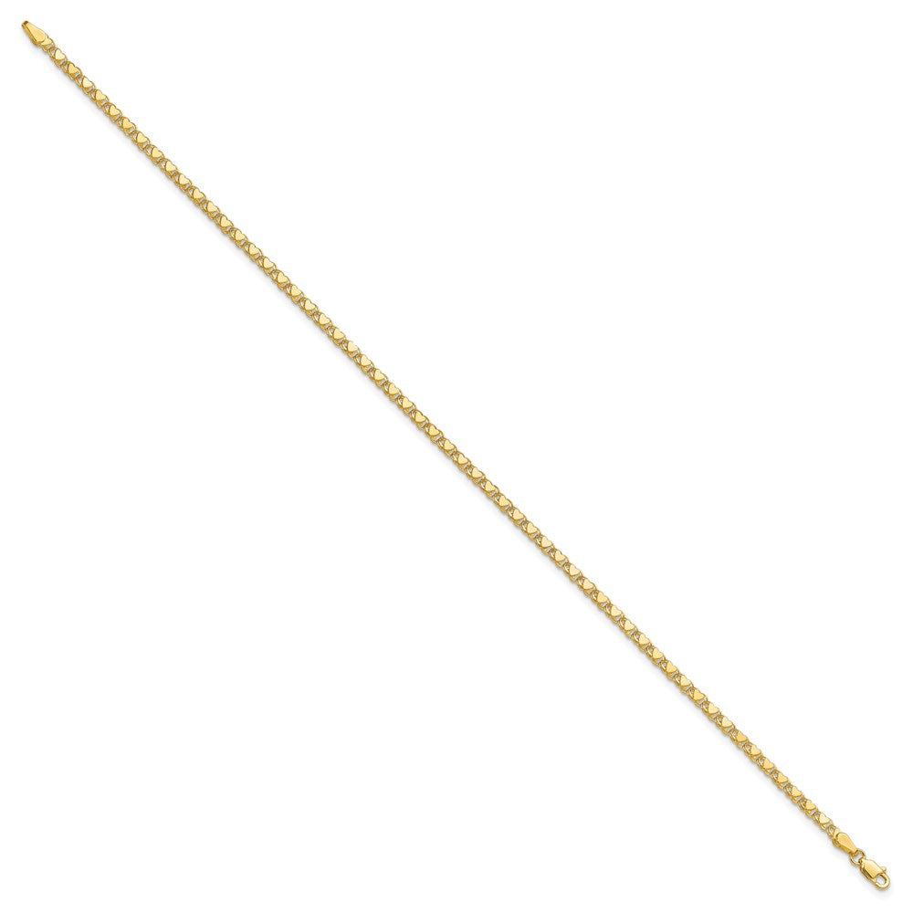 14k Polished Double-Sided Heart Anklet