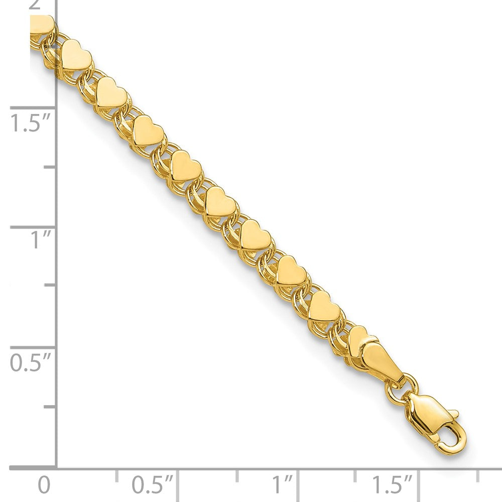 14k Polished Double-Sided Heart Anklet