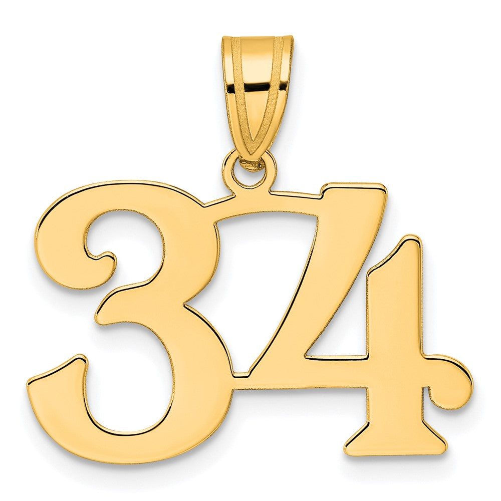 14k Polished Number 34 Pendant
