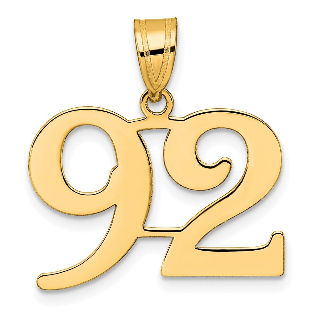 14k Polished Number 92 Pendant