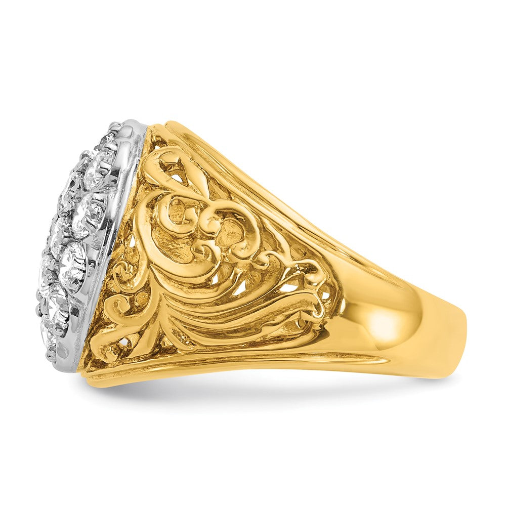 10k Two-tone IBGoodman Men's Polished 2ctw Dia Kentucky Cluster Ring