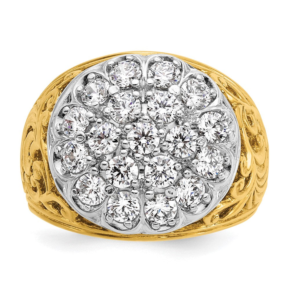 14k Two-tone IBGoodman Men's Kentucky Cluster Ring Mounting for 3ctw Dia