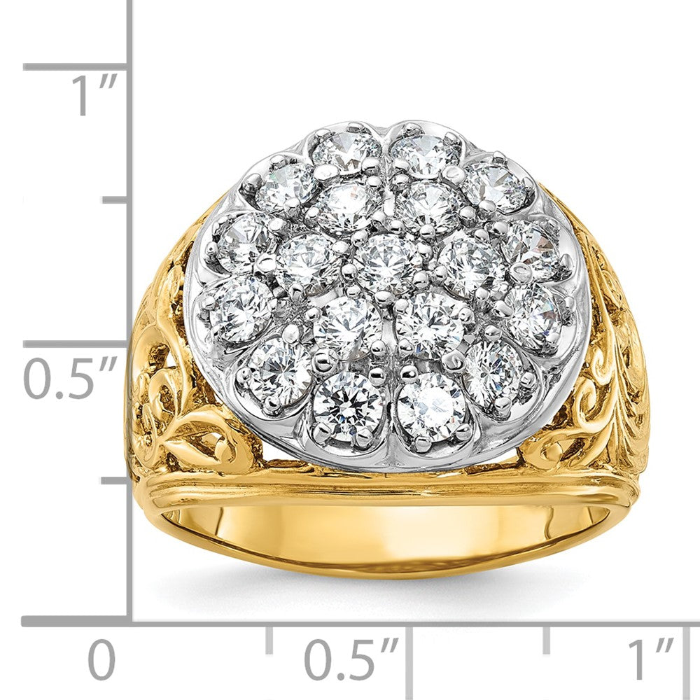 14k Two-tone IBGoodman Men's Polished 2ctw Dia Kentucky Cluster Ring