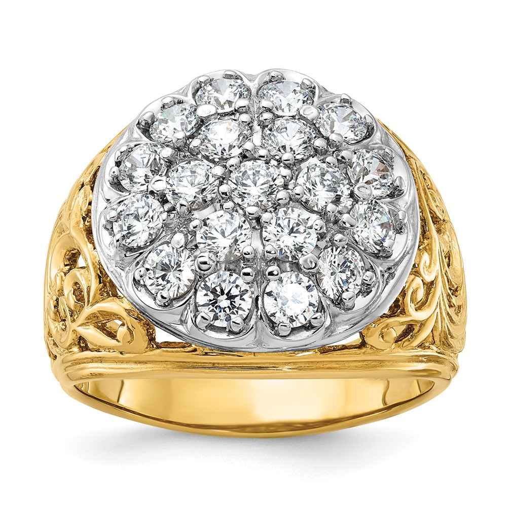 14k Two-tone IBGoodman Men's Kentucky Cluster Ring Mounting for 3ctw Dia