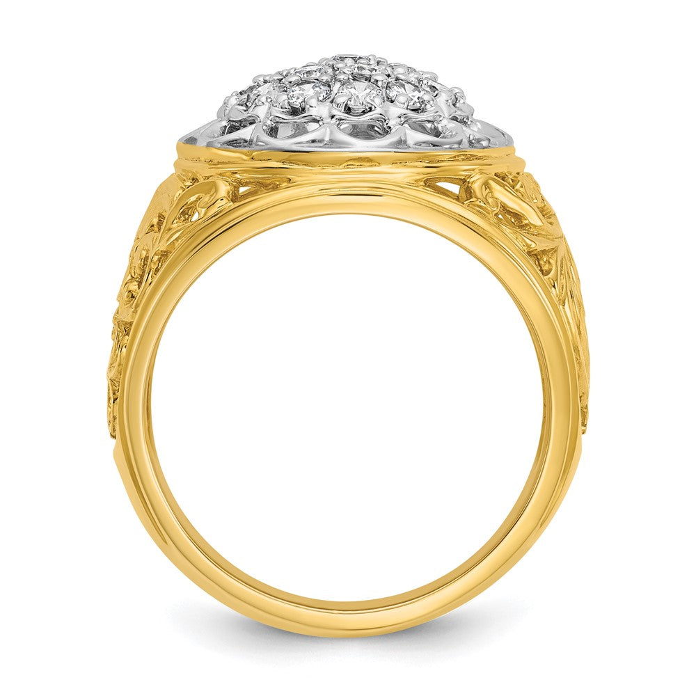 10k Two-tone IBGoodman Men's Polished 1ct Kentucky Cluster Ring Mounting