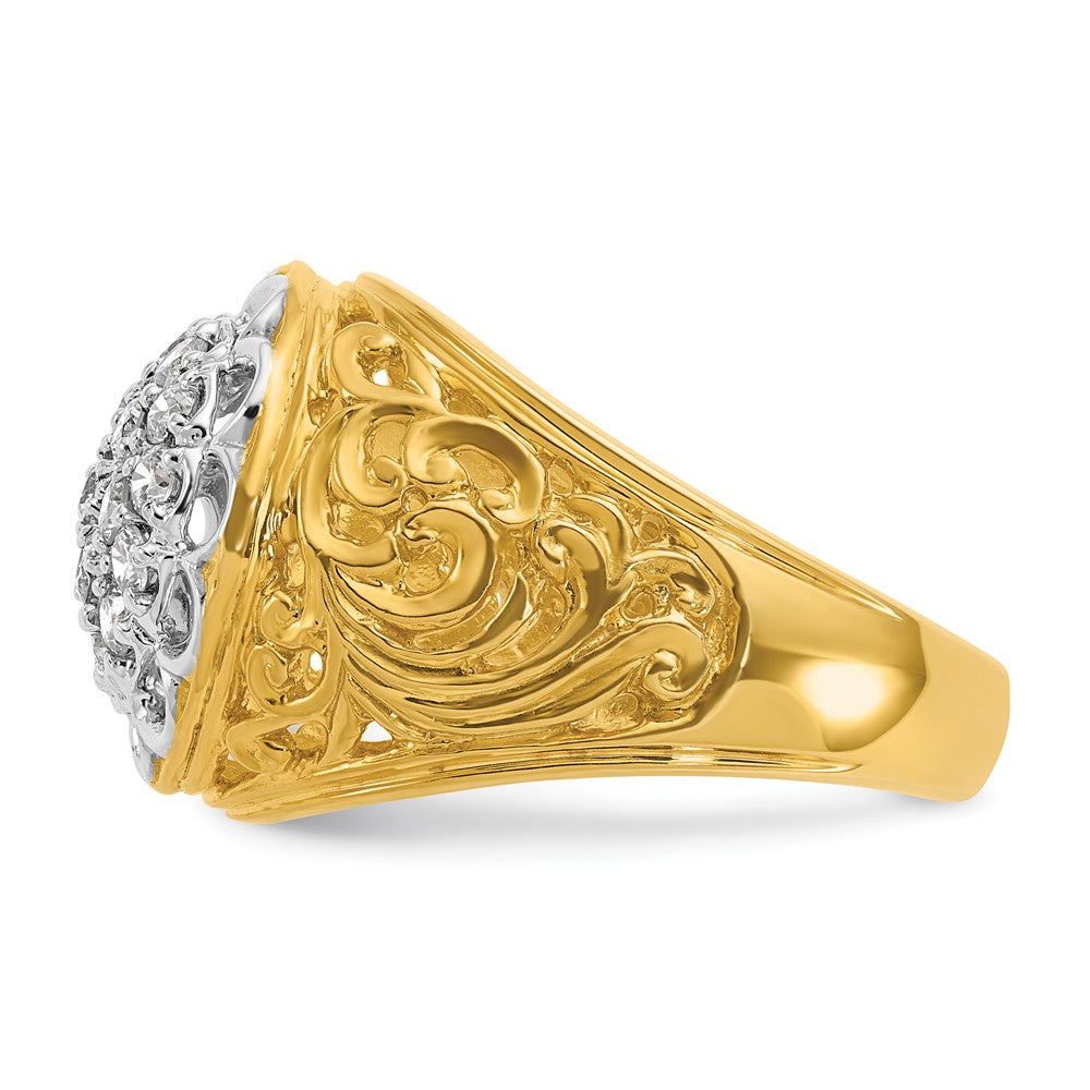 10k Two-tone IBGoodman Men's Polished 1ct Kentucky Cluster Ring Mounting