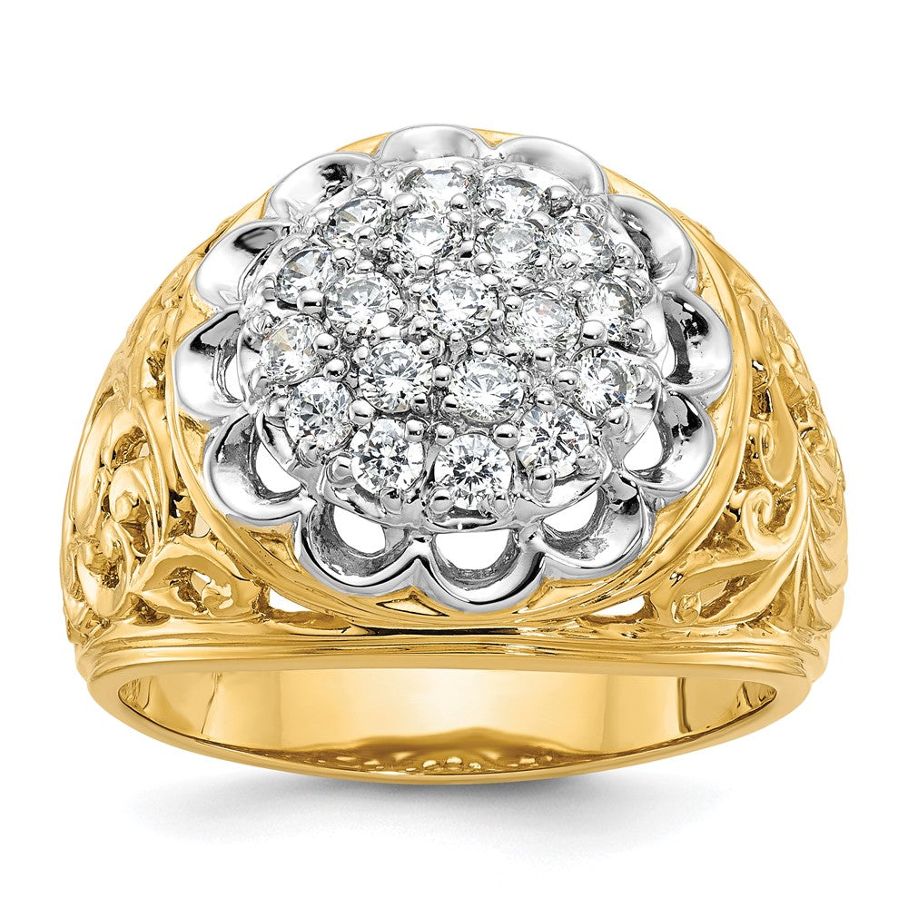 10k Two-tone IBGoodman Men's Polished 1ctw Dia Kentucky Cluster Ring