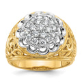 14k Two-tone IBGoodman Men's Polished Filigree Round Dia Cluster Ring