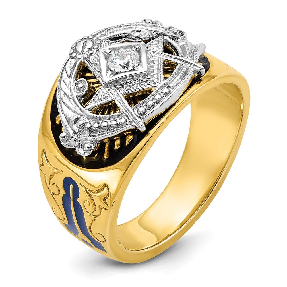 10ktt IBGoodman Men's Enameled & Diamond Blue Lodge Masonic Ring