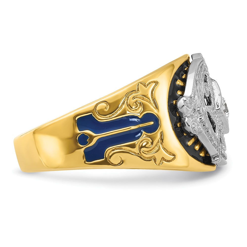 10ktt IBGoodman Men's Enameled & Diamond Blue Lodge Masonic Ring