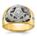 10ktt IBGoodman Men's Enameled & Diamond Blue Lodge Masonic Ring
