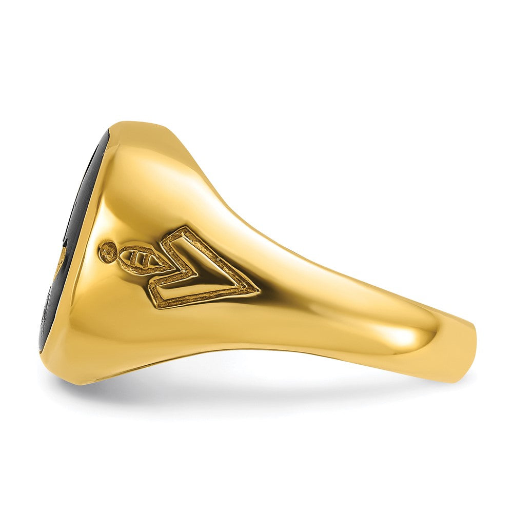 14k IBGoodman Men's Grooved with Onyx Blue Lodge Masonic Ring