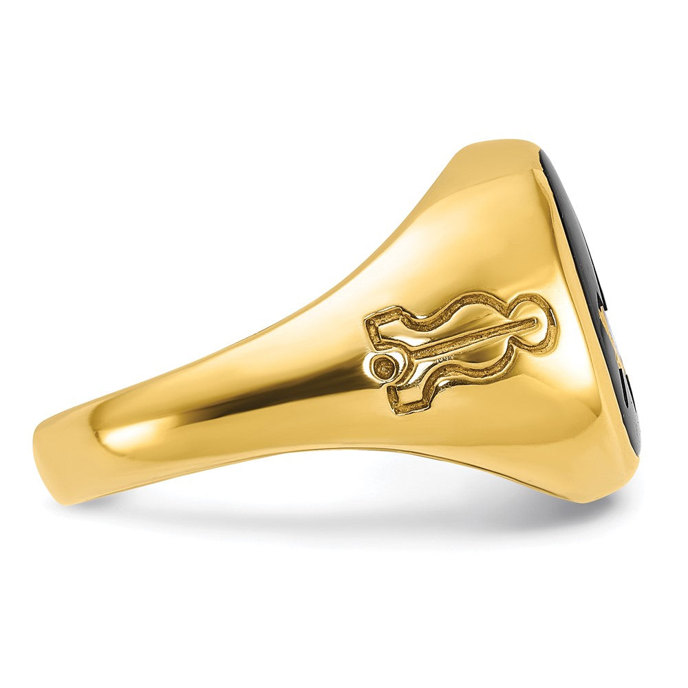14k IBGoodman Men's Grooved with Onyx Blue Lodge Masonic Ring