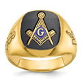14k IBGoodman Men's Grooved with Onyx Blue Lodge Masonic Ring