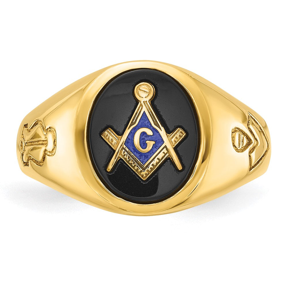 10k IBGoodman Men's Grooved Onyx Blue Lodge Master Masonic Ring