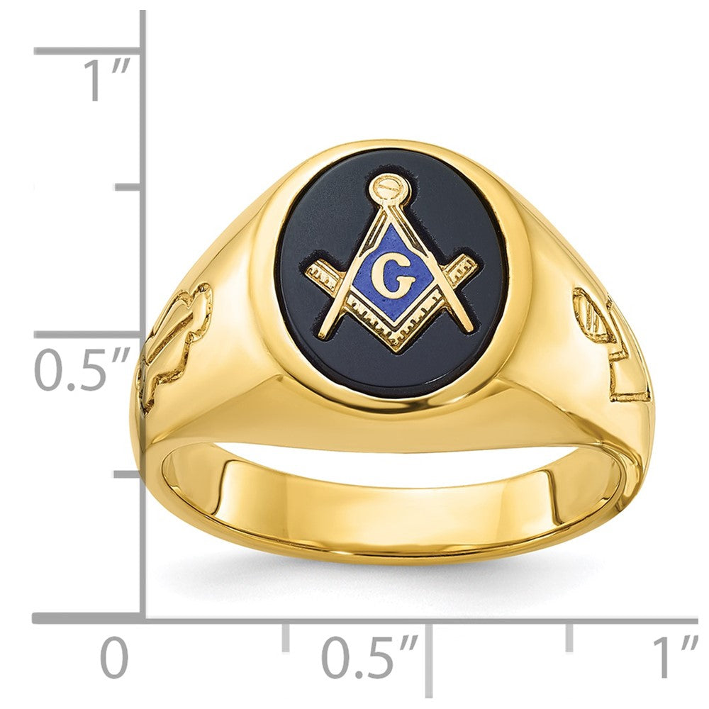 10k IBGoodman Men's Grooved Onyx Blue Lodge Master Masonic Ring
