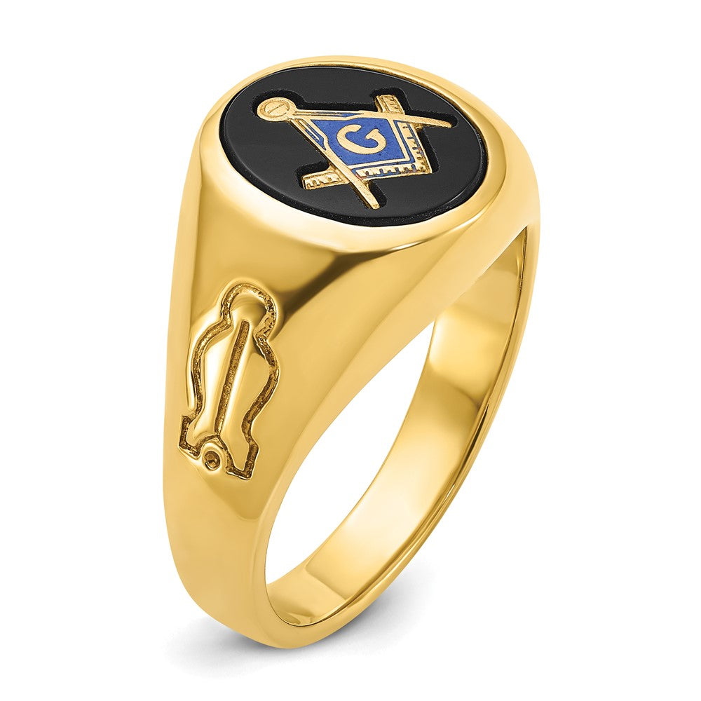 14k IBGoodman Men's Grooved Onyx Blue Lodge Master Masonic Ring