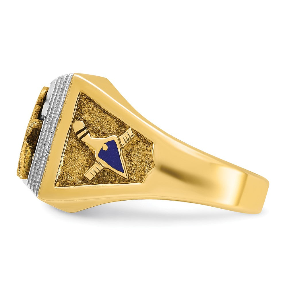 10ktt IBGoodman Men's Textured Blue Lodge Master Masonic Ring