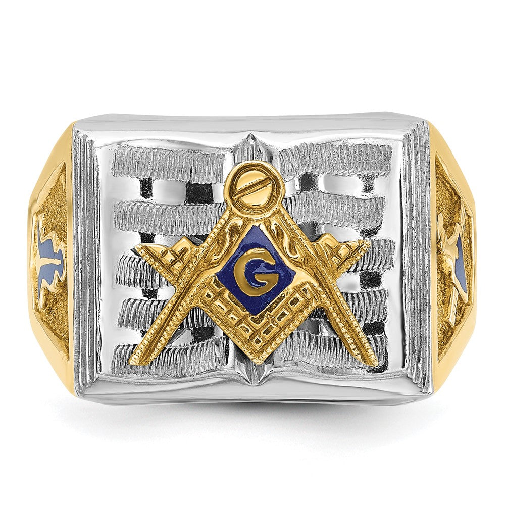 10ktt IBGoodman Men's Textured Blue Lodge Master Masonic Ring