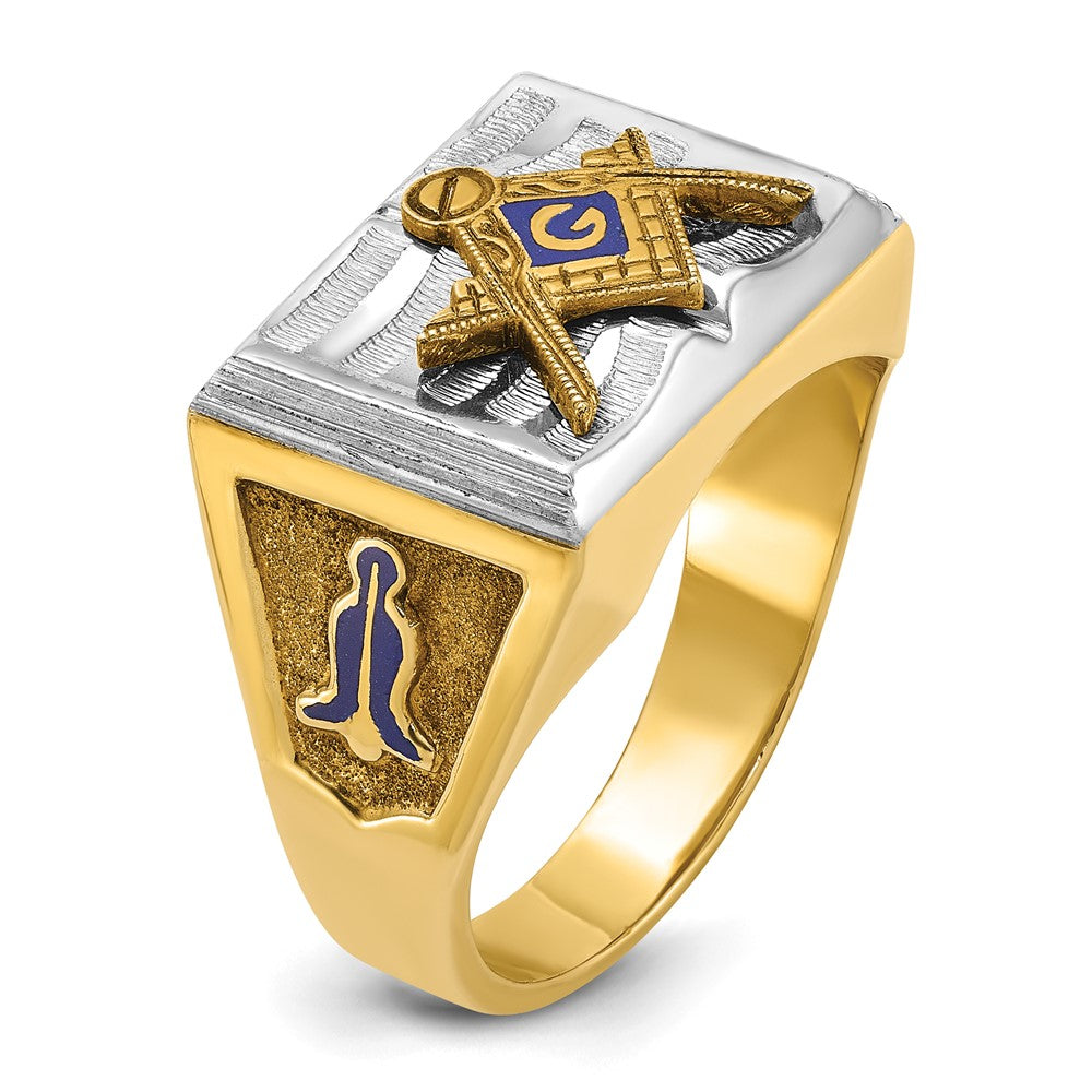 14ktt IBGoodman Men's Textured Blue Lodge Master Masonic Ring