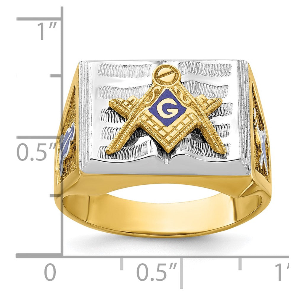 14ktt IBGoodman Men's Textured Blue Lodge Master Masonic Ring