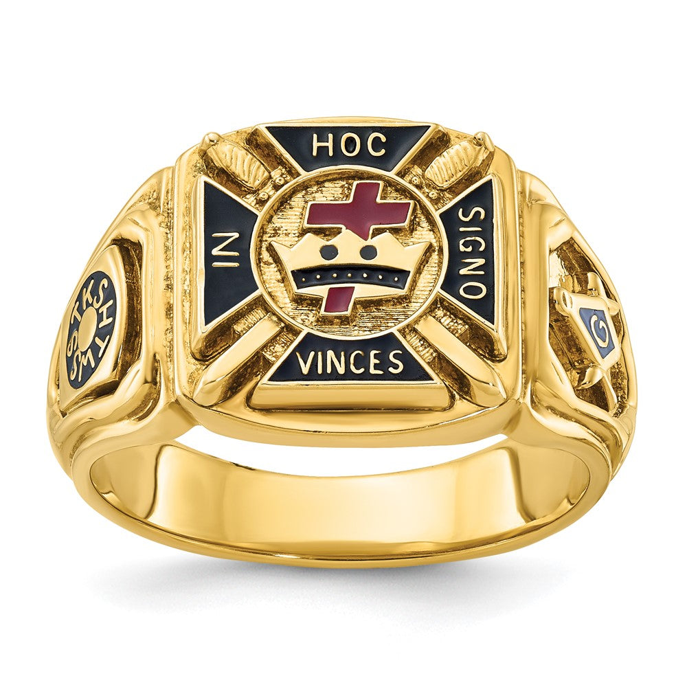 14k IBGoodman Men's Textured w/ Enamel Knights Templar Masonic Ring