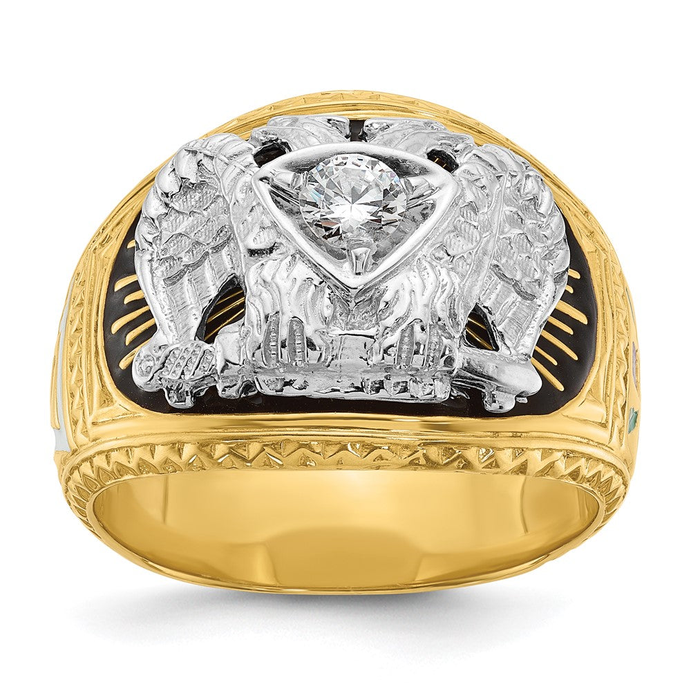 14ktt IBGoodman Men's Enameled & Dia 32nd Scottish Rite Masonic Ring
