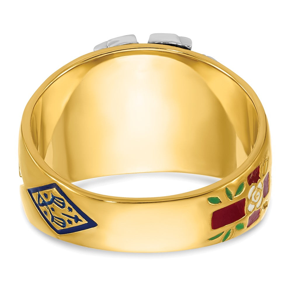 14ktt IBGoodman Men's Enamel & Dia 32nd Scottish Rite Masonic Ring