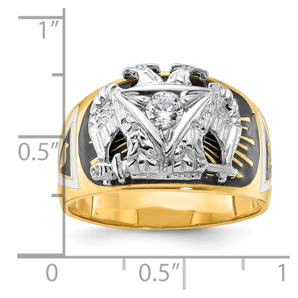 14ktt IBGoodman Men's Enamel & Dia 32nd Scottish Rite Masonic Ring
