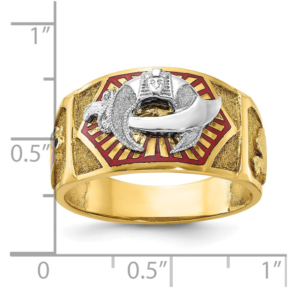 10ktt IBGoodman Men's Textured & Enameled Masonic Shriner's Ring