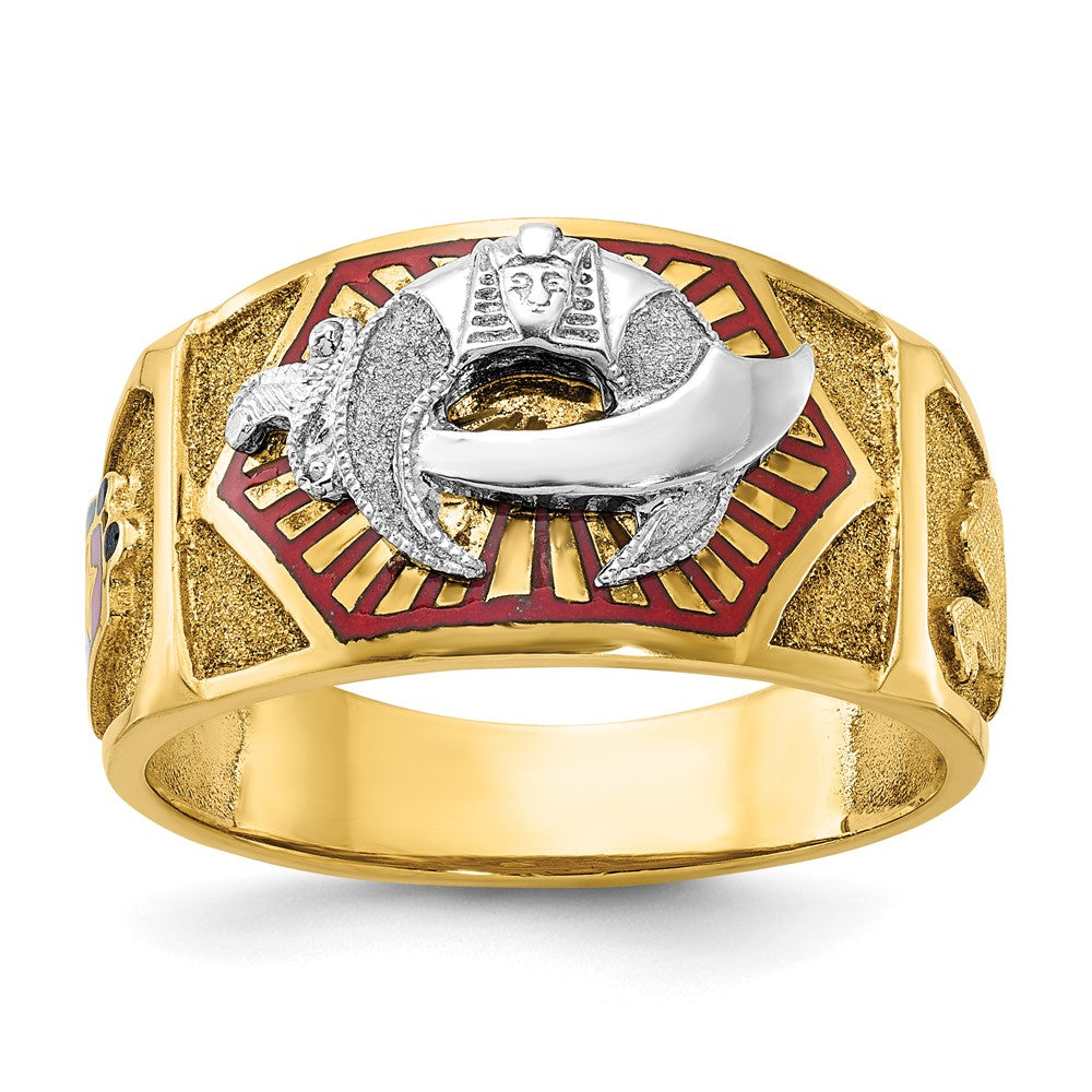 10ktt IBGoodman Men's Textured & Enameled Masonic Shriner's Ring