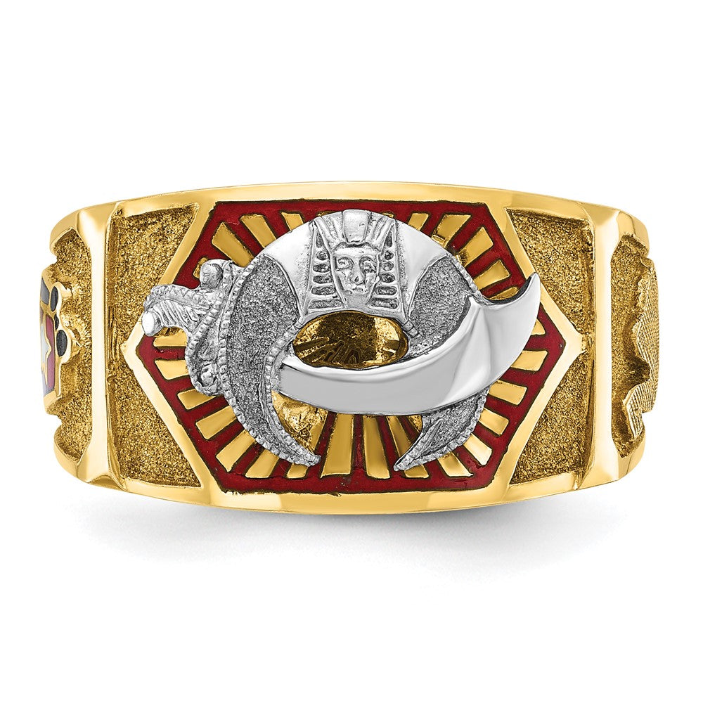 14ktt IBGoodman Men's Textured & Enameled Masonic Shriner's Ring