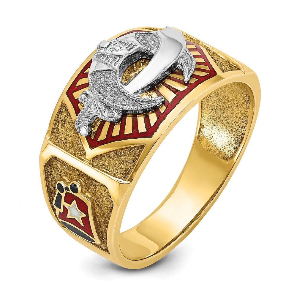 14ktt IBGoodman Men's Textured & Enameled Masonic Shriner's Ring