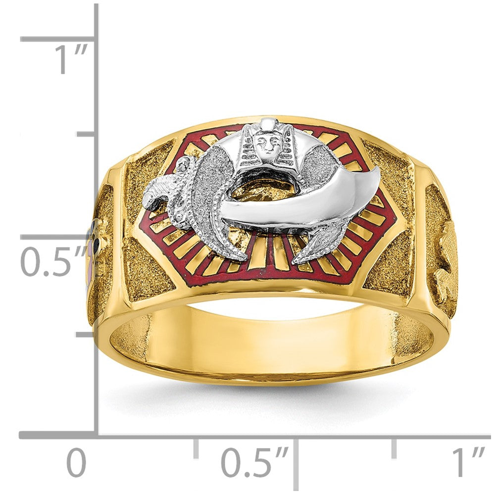 14ktt IBGoodman Men's Textured & Enameled Masonic Shriner's Ring